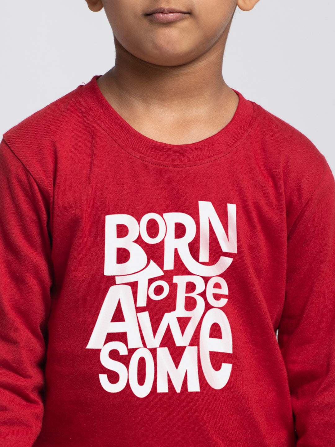 Kids Born To Be Awesome printed full sleeves t-shirt - Friskers