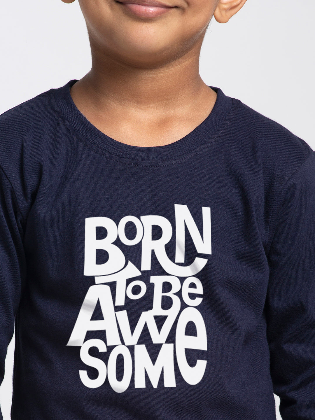 Kids Born To Be Awesome printed full sleeves t-shirt - Friskers