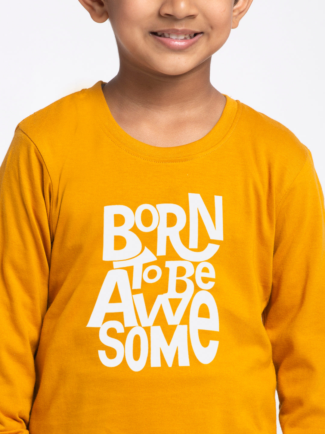 Kids Born To Be Awesome printed full sleeves t-shirt - Friskers