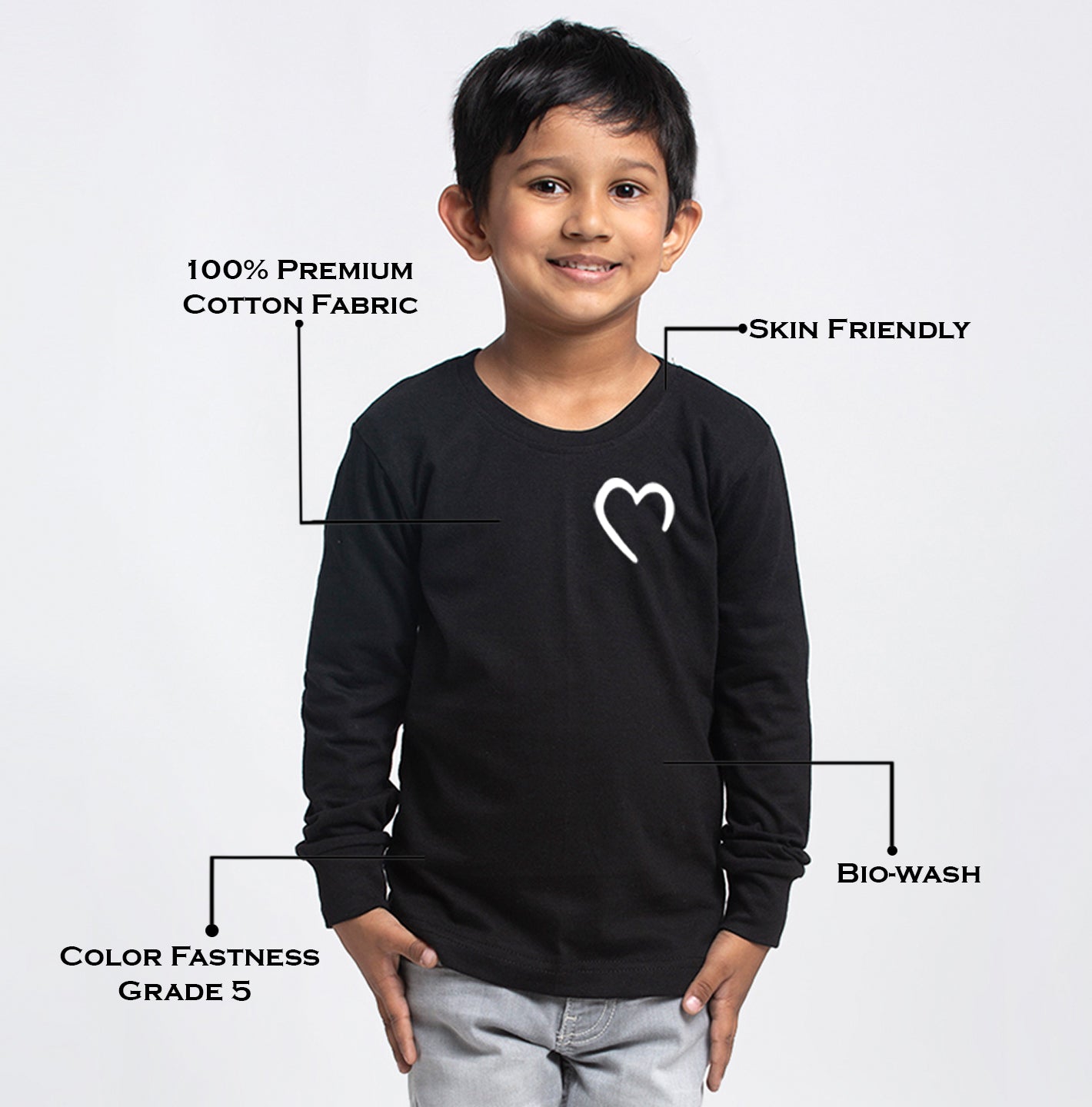 Kids Heart printed full sleeves t-shirt - Friskers