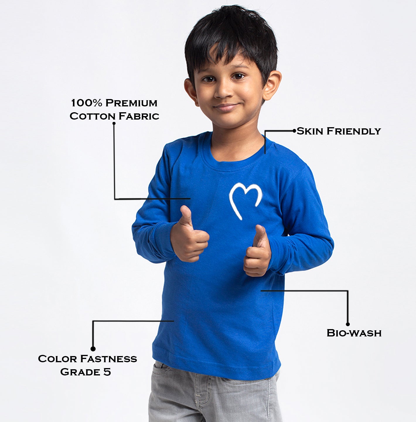 Kids Heart printed full sleeves t-shirt - Friskers