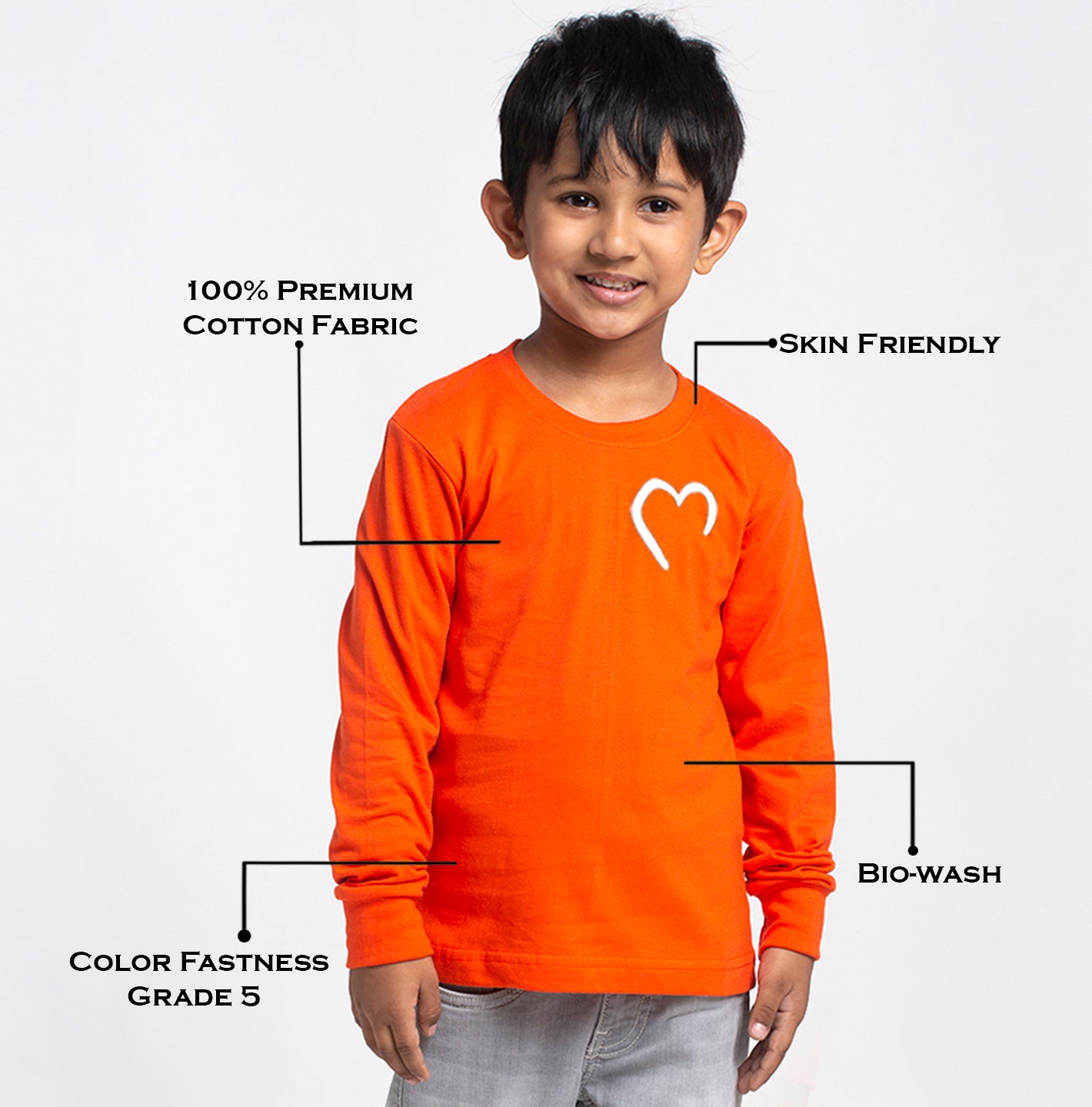 Kids Heart printed full sleeves t-shirt - Friskers