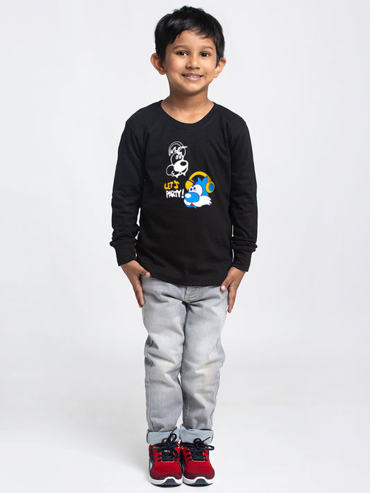 Kids Lets Party printed full sleeves t-shirt - Friskers