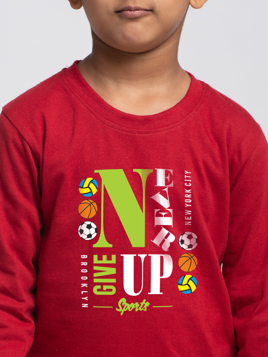 Kids Never Giveup printed full sleeves t-shirt - Friskers