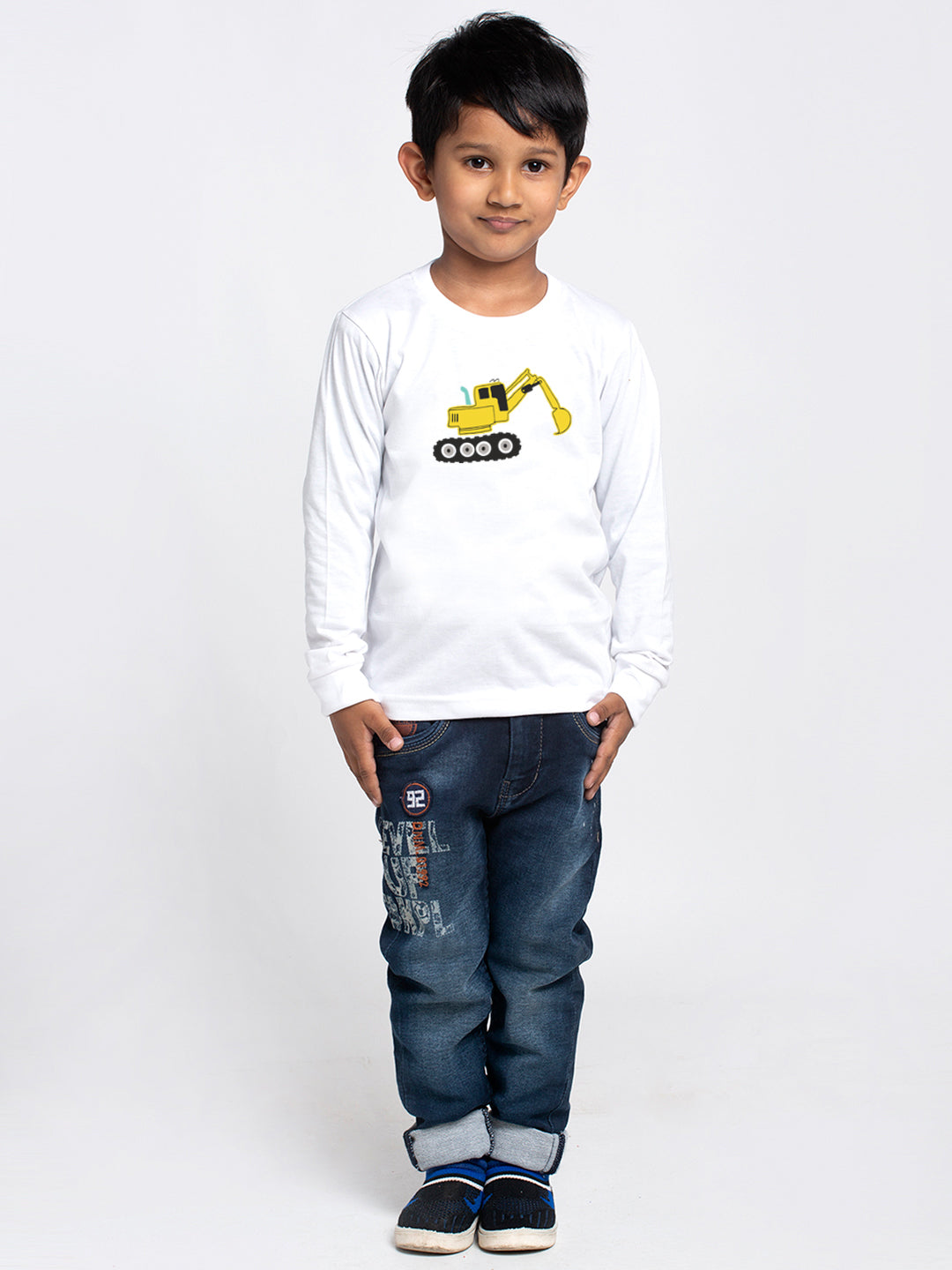 Kids Excavator printed full sleeves t-shirt - Friskers