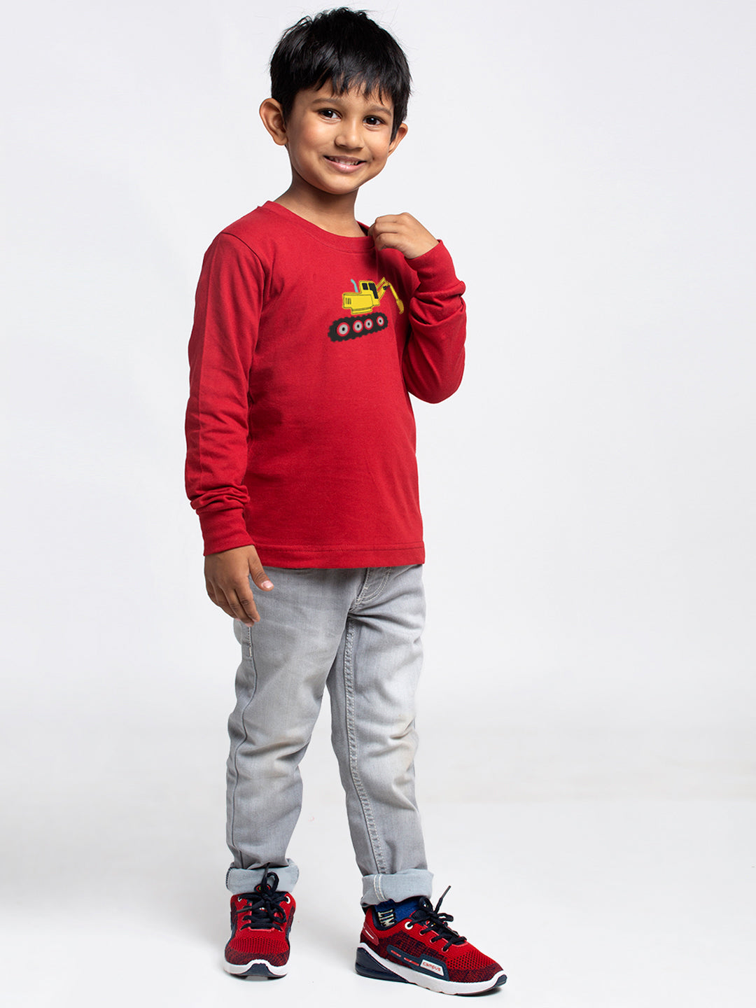 Kids Excavator printed full sleeves t-shirt - Friskers