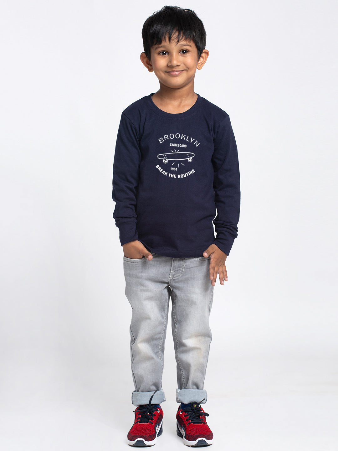 Kids Brooklyn printed full sleeves t-shirt - Friskers