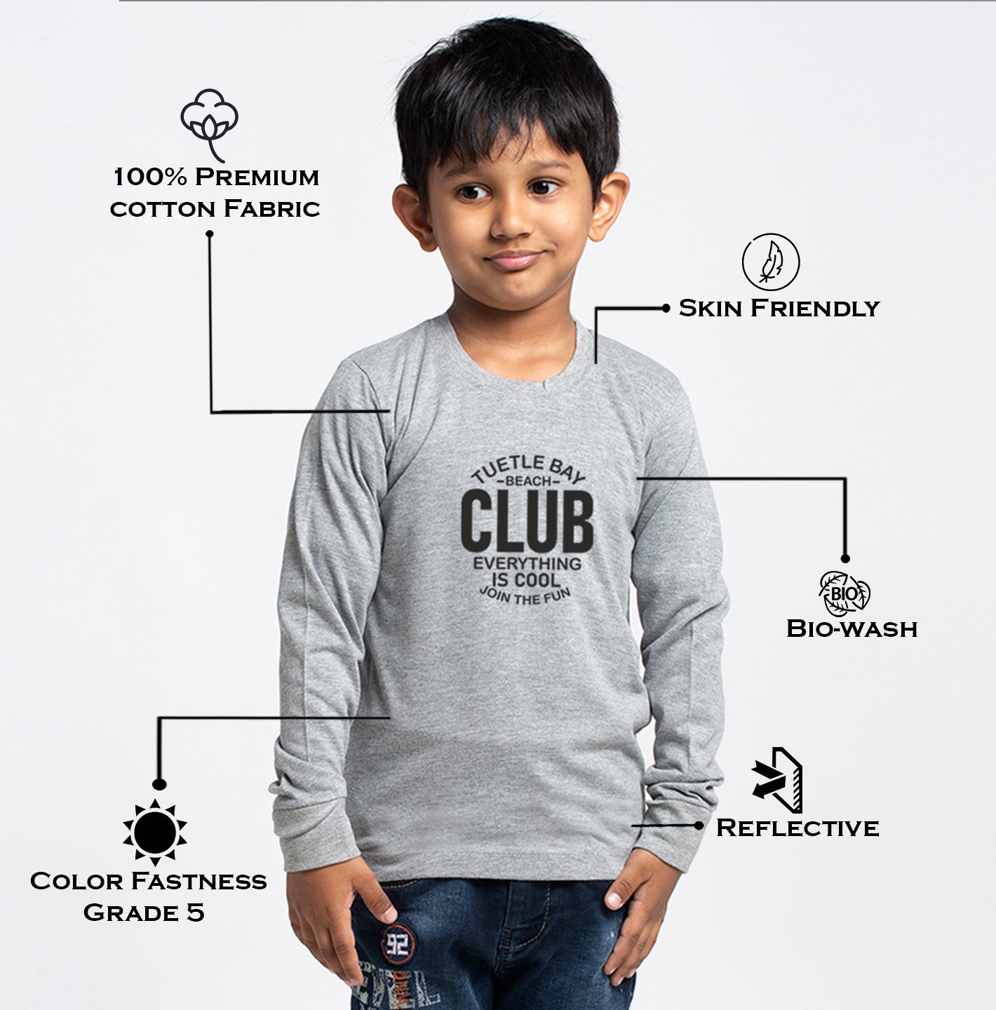 Kids Club printed full sleeves t-shirt - Friskers