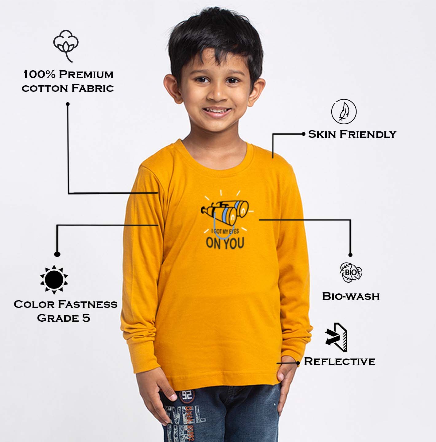 Kids I Got My Eyes On You printed full sleeves t-shirt - Friskers