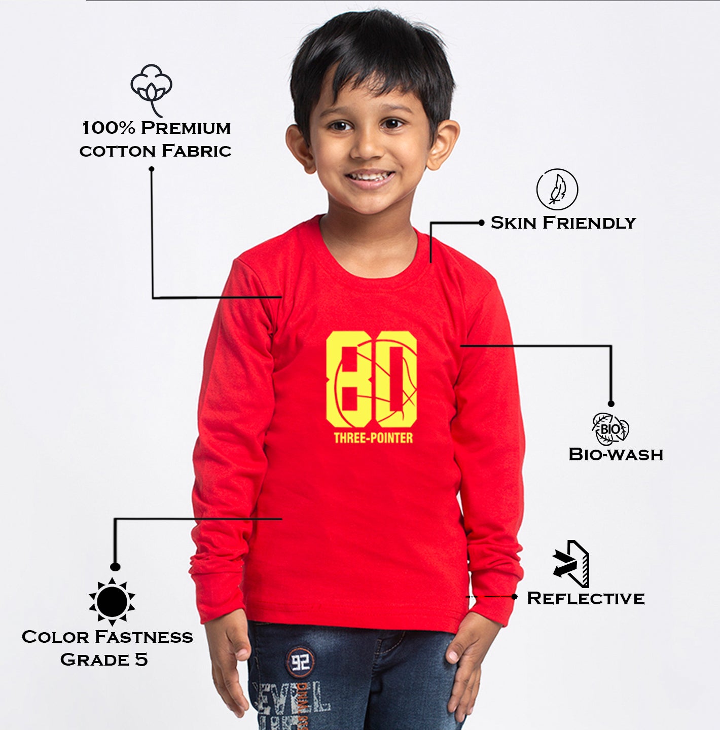 Kids Three Pointer printed full sleeves t-shirt - Friskers