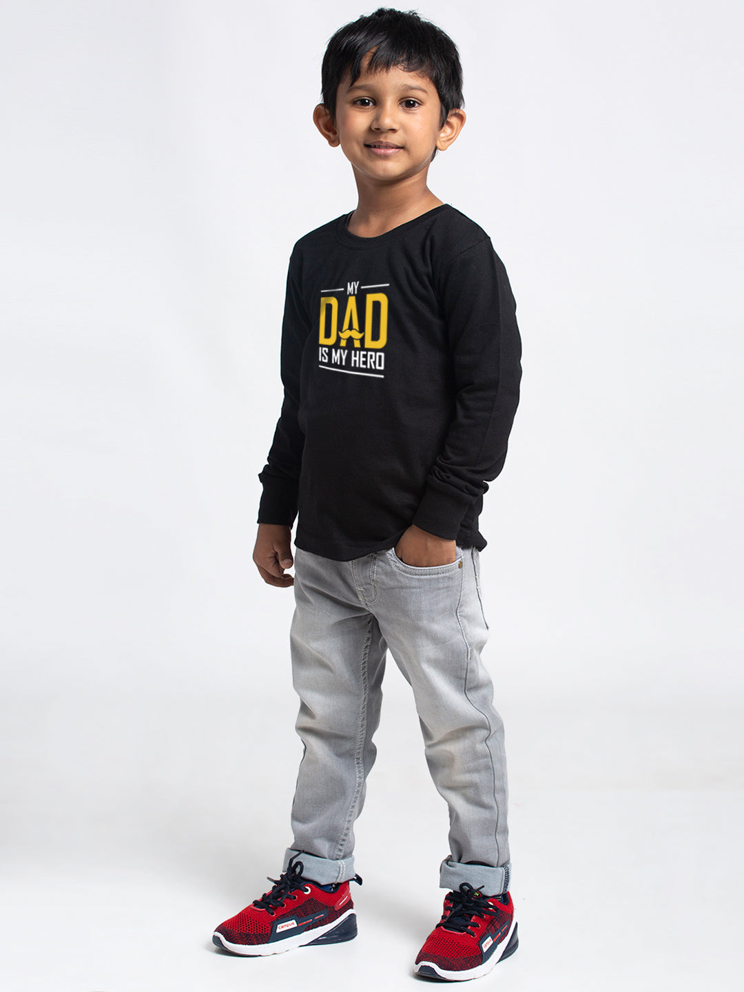 Kids My Dad Is My Hero printed full sleeves t-shirt - Friskers