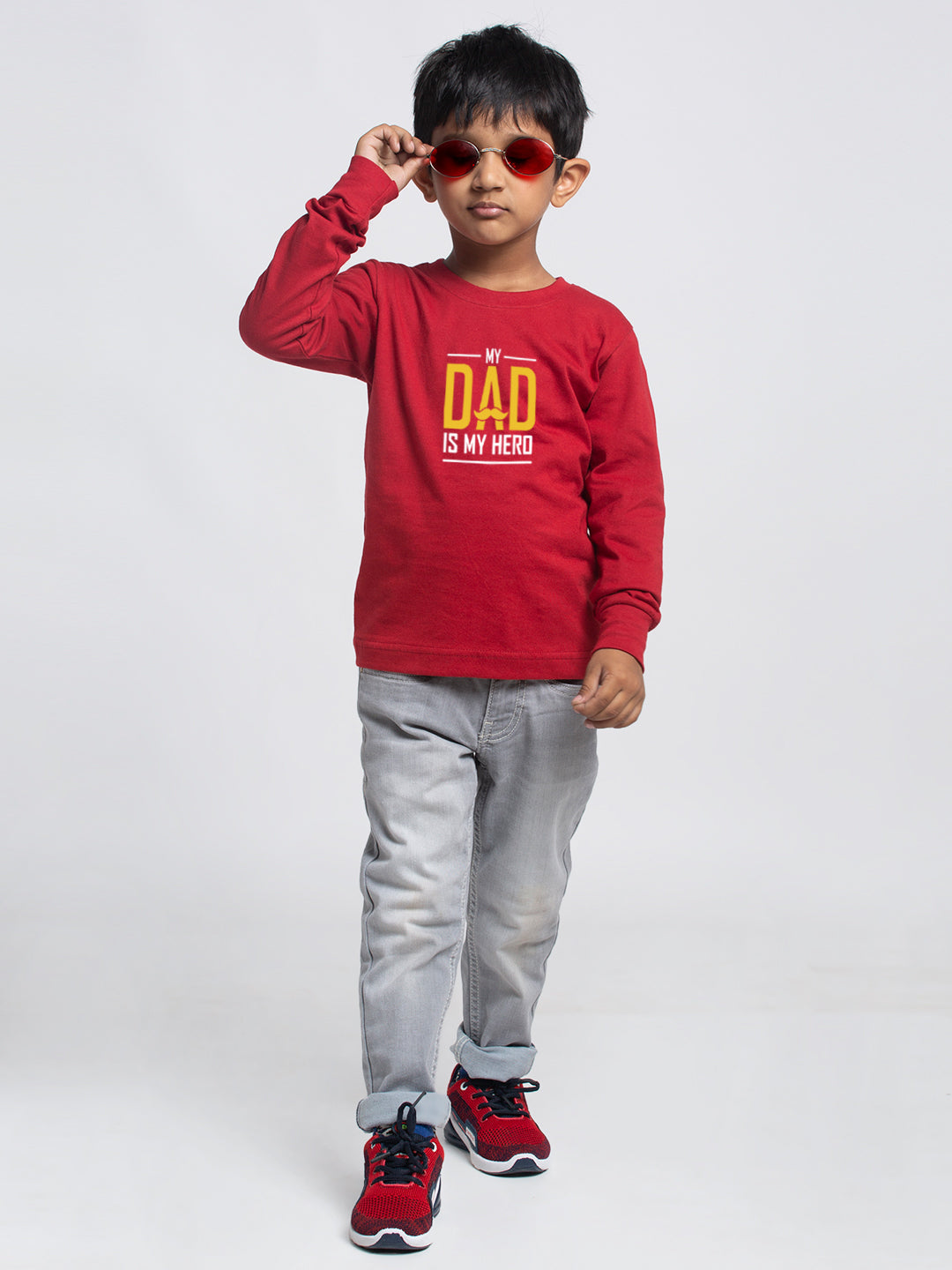 Kids My Dad Is My Hero printed full sleeves t-shirt - Friskers