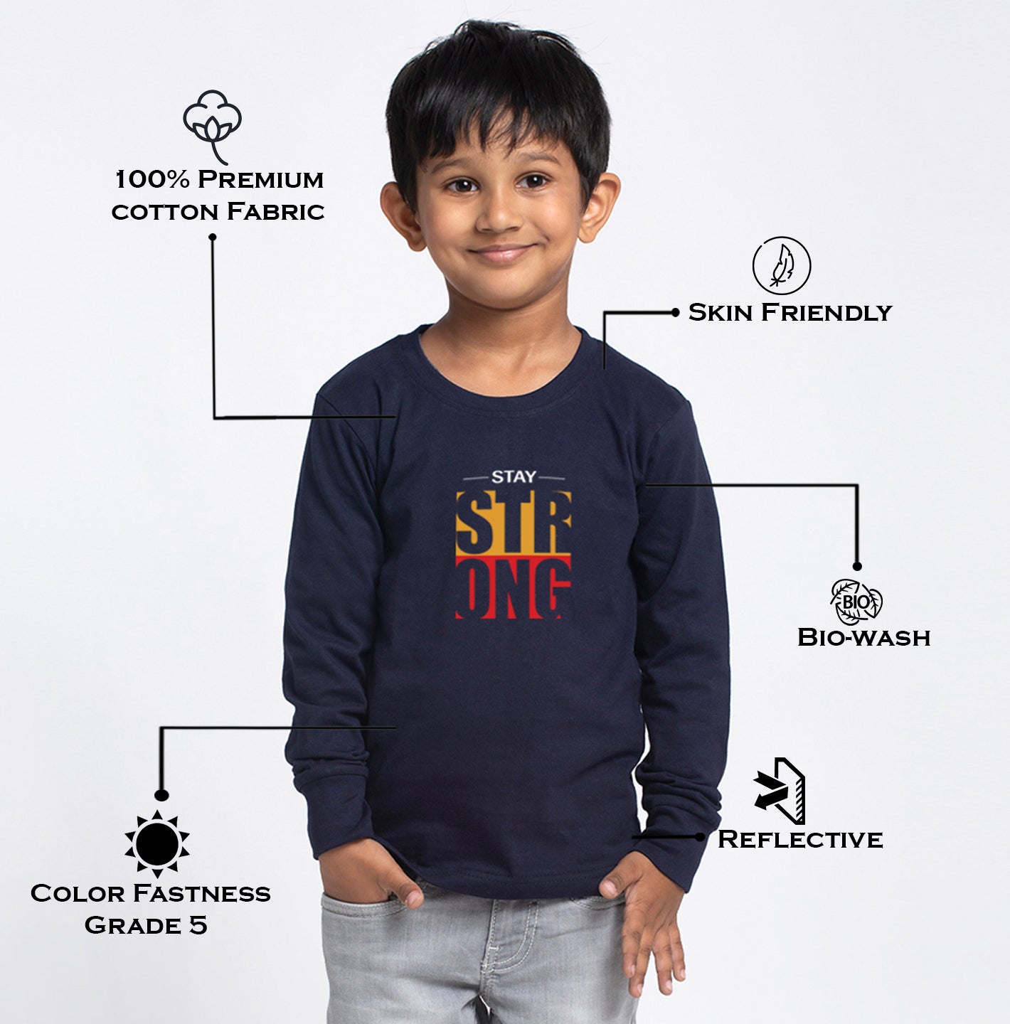 Kids Strong printed full sleeves t-shirt - Friskers