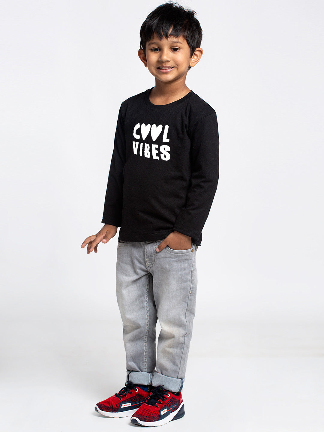 Kids cool vibes printed full sleeves t-shirt - Friskers