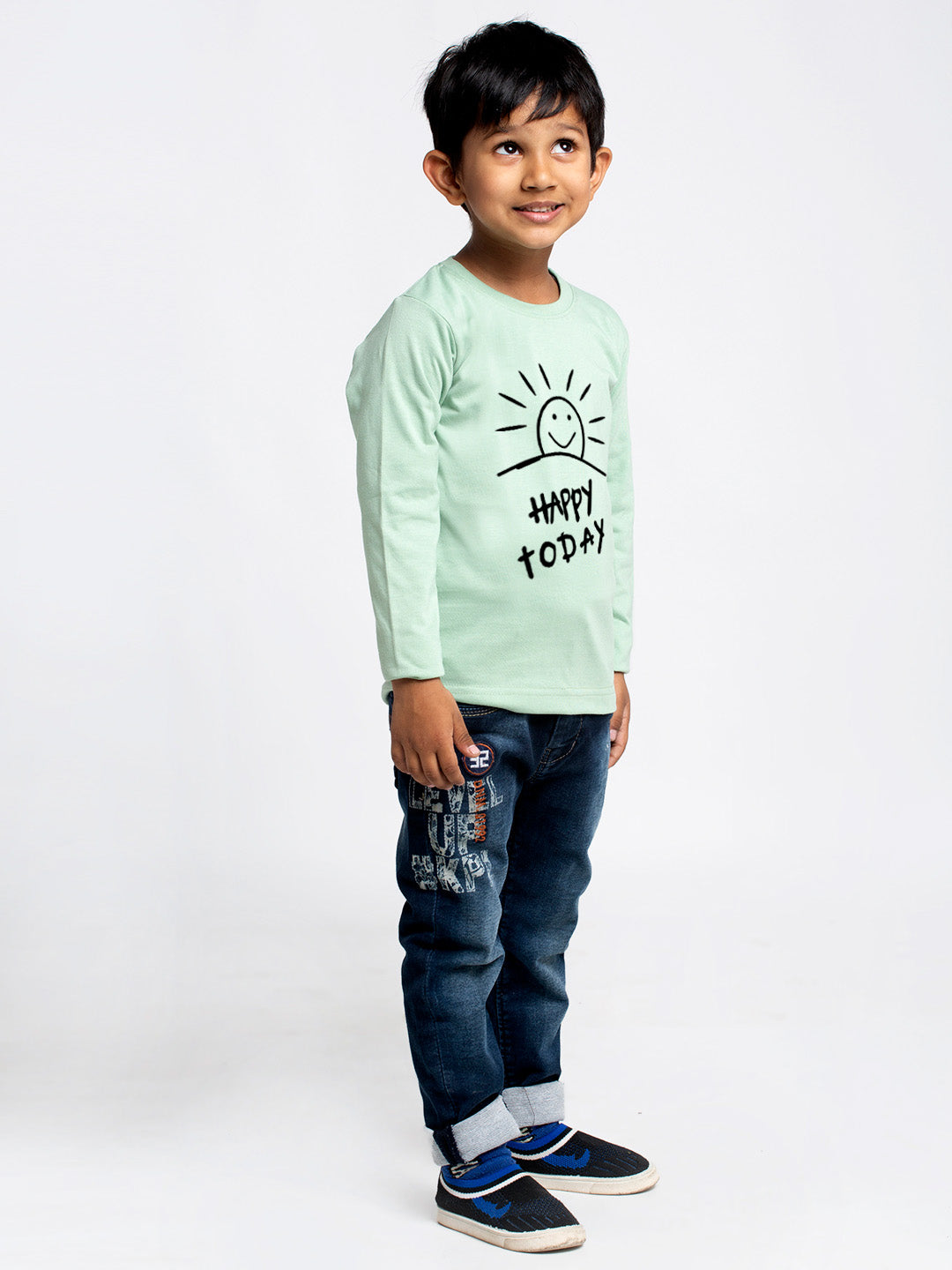 Kids happy today printed full sleeves t-shirt - Friskers