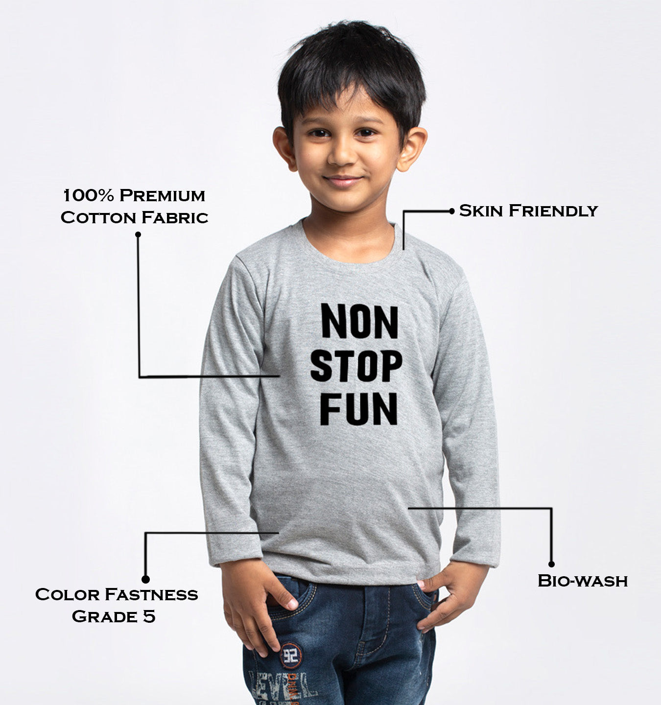Kids Non Stop Fun printed full sleeves t-shirt - Friskers