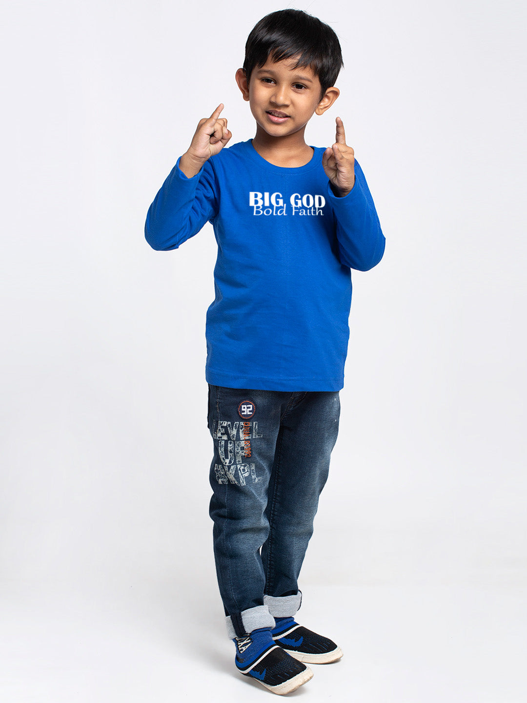 Kids Big God printed full sleeves t-shirt - Friskers