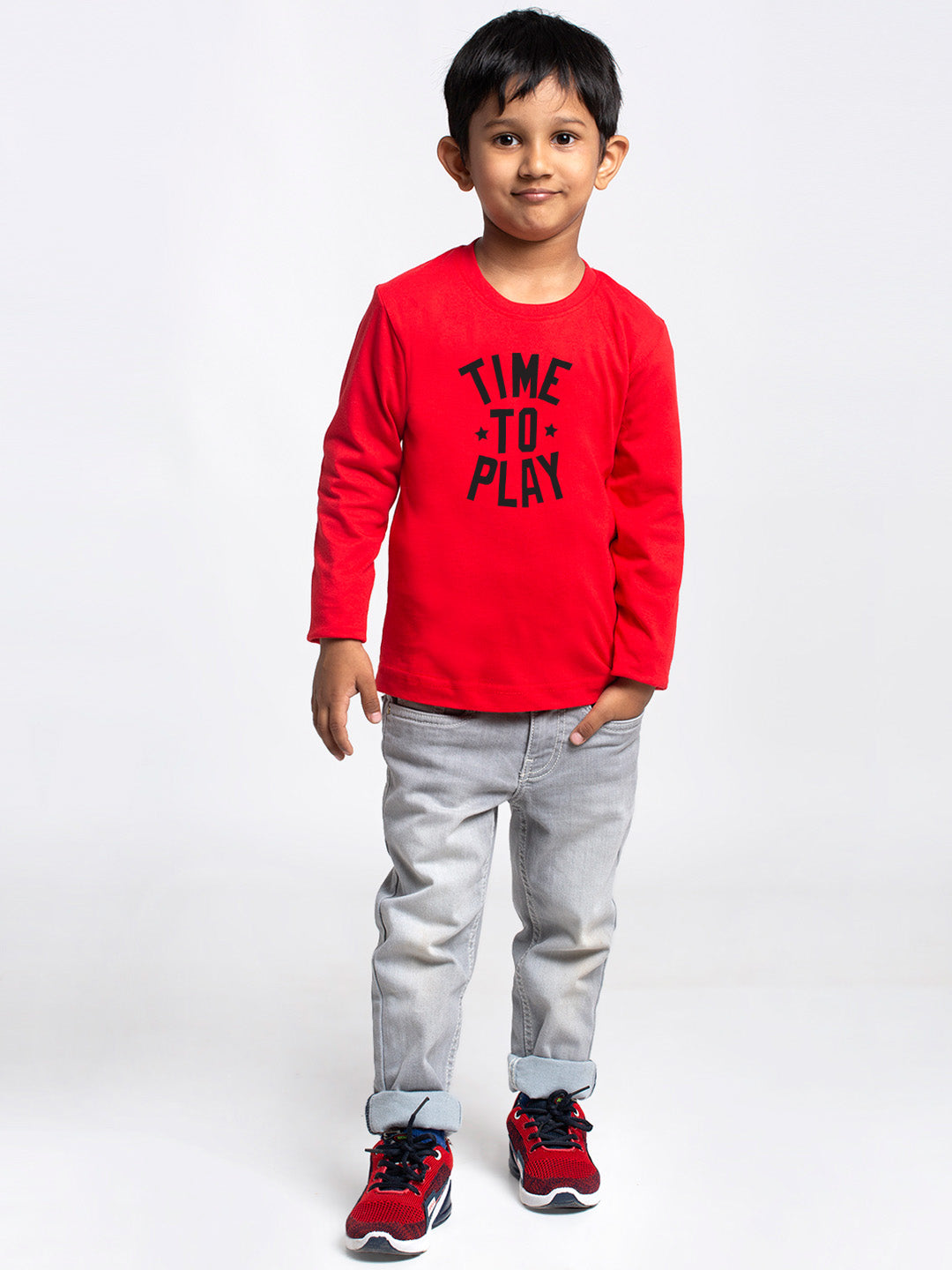 Kids Time To Play printed full sleeves t-shirt - Friskers
