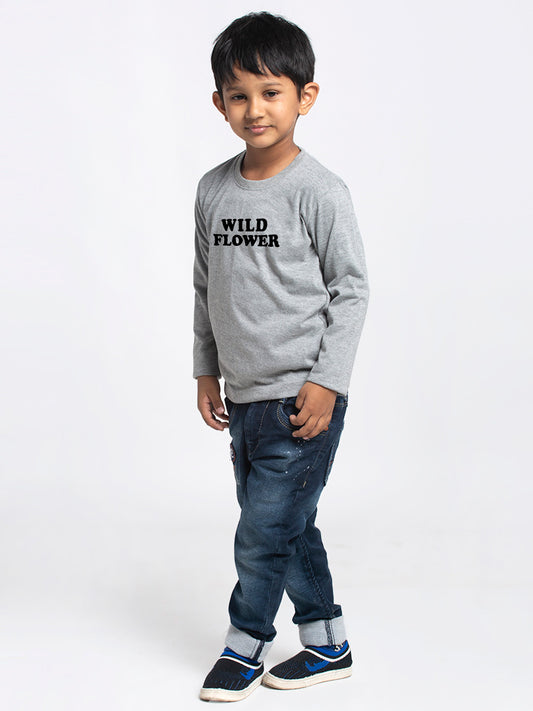 Kids Wild Flower printed full sleeves t-shirt - Friskers