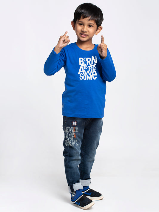 Kids Born To Be Awesome printed full sleeves t-shirt - Friskers