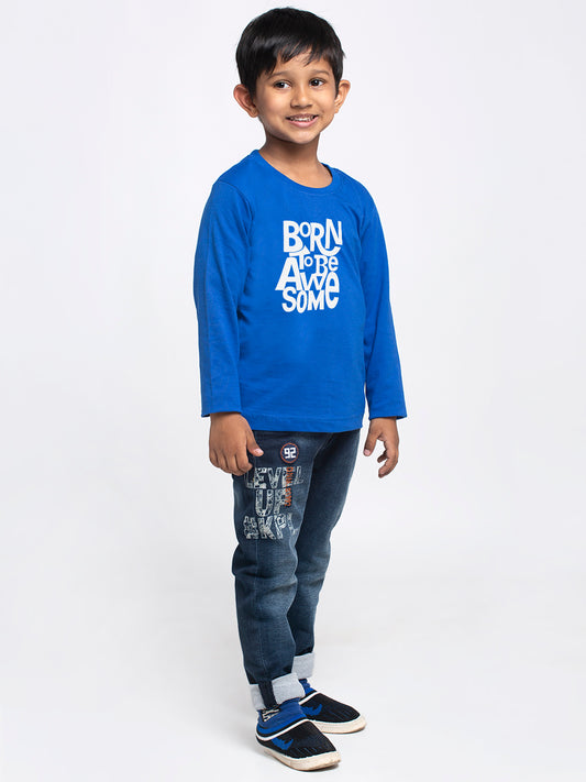 Kids Born To Be Awesome printed full sleeves t-shirt - Friskers