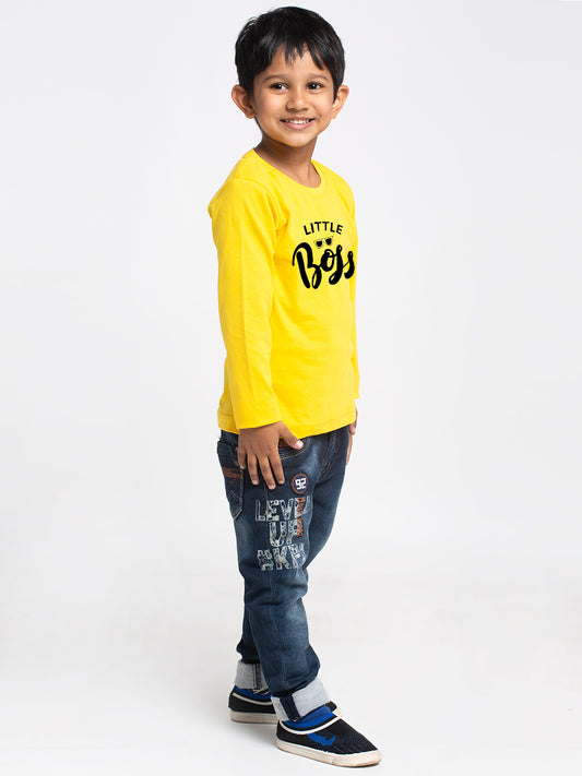 Kids Little Boss printed full sleeves t-shirt - Friskers
