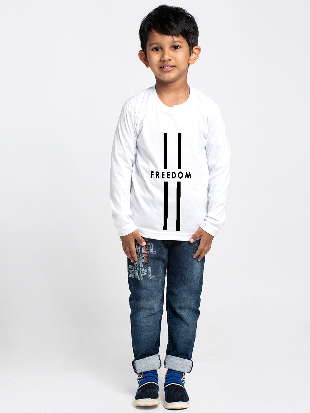 Kids Freedom printed full sleeves t-shirt - Friskers