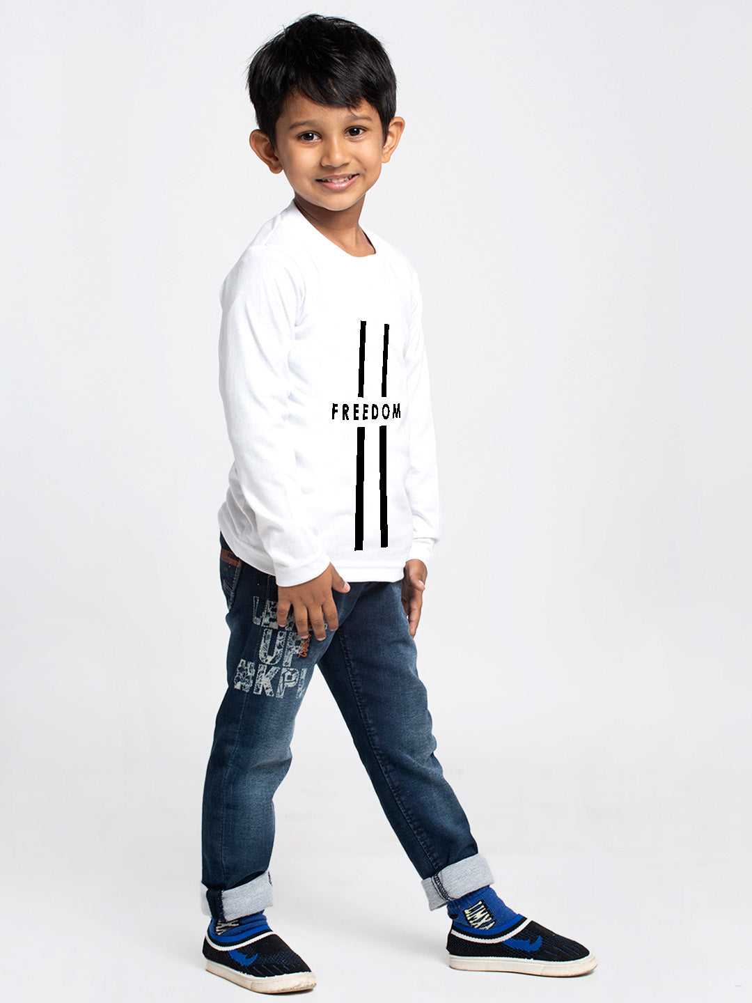 Kids Freedom printed full sleeves t-shirt - Friskers