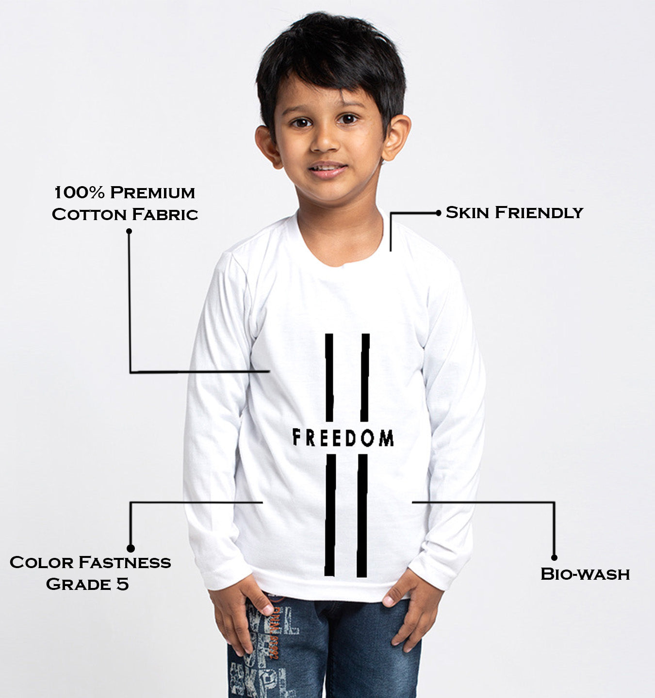 Kids Freedom printed full sleeves t-shirt - Friskers