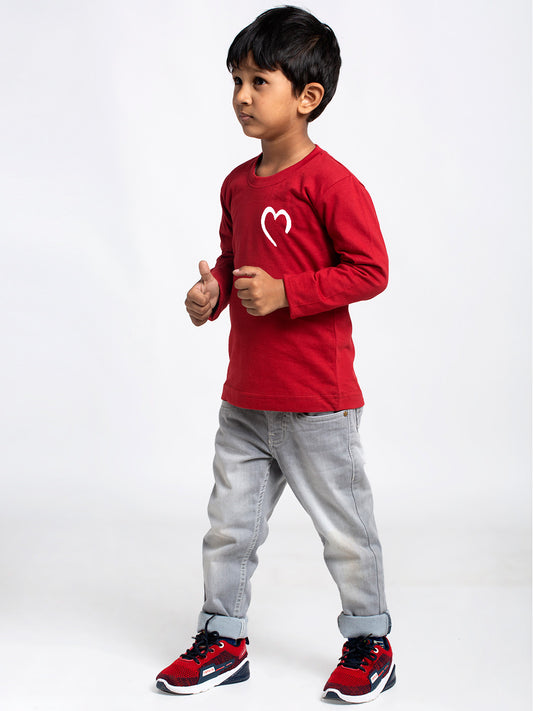 Kids Heart printed full sleeves t-shirt - Friskers
