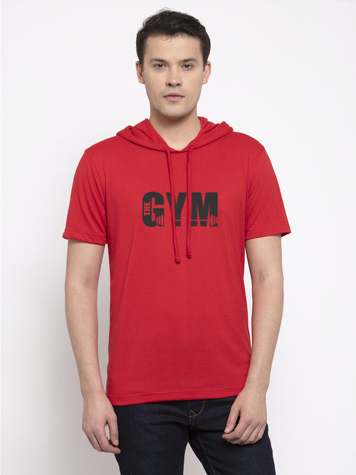 Gym Half Sleeves Printed Hoody T-shirt