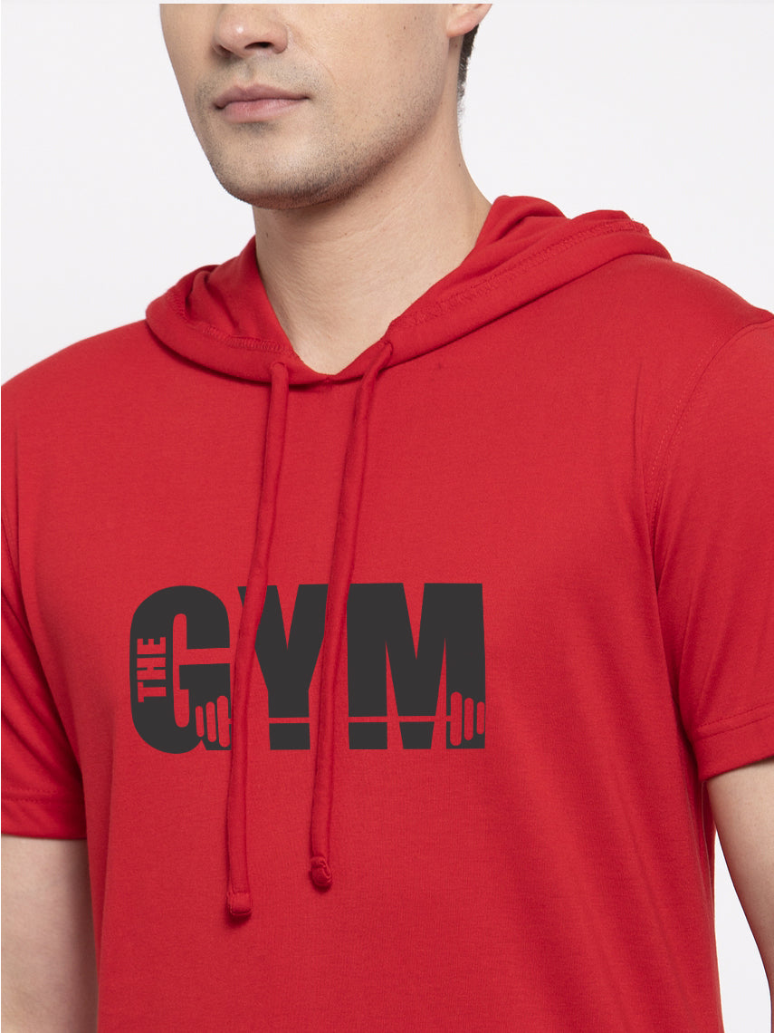 Gym Half Sleeves Printed Hoody T-shirt - Friskers