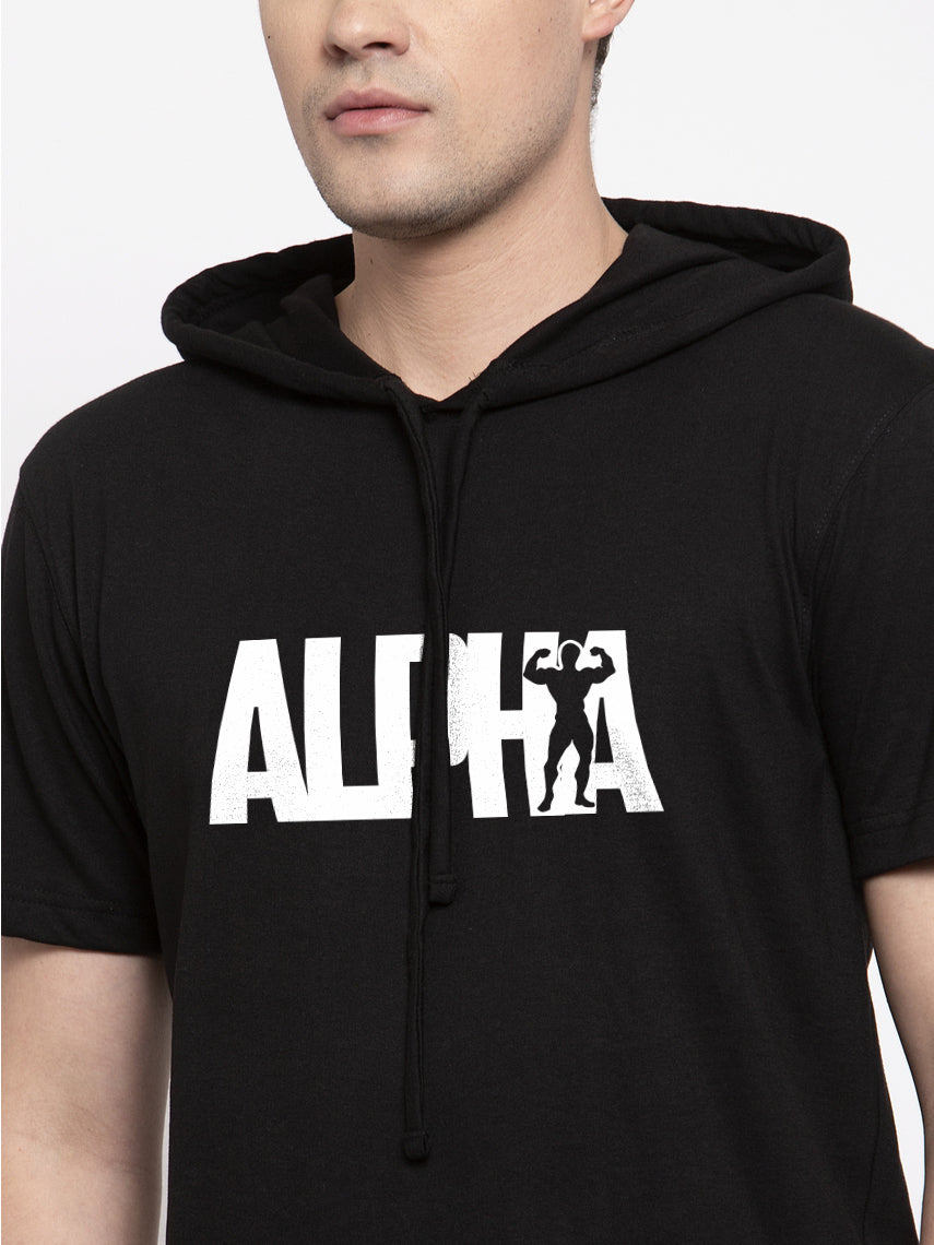 Alpha Half Sleeves Printed Hoody T-shirt - Friskers