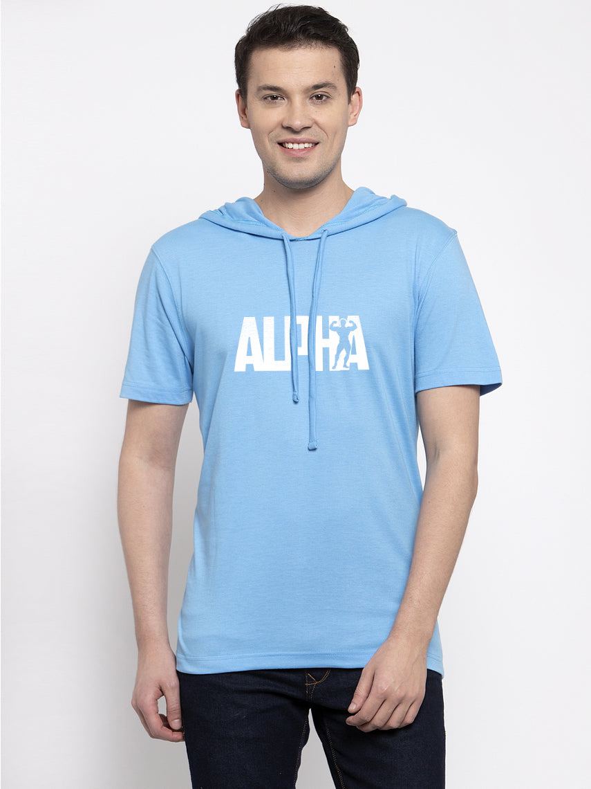 Alpha Half Sleeves Printed Hoody T-shirt - Friskers