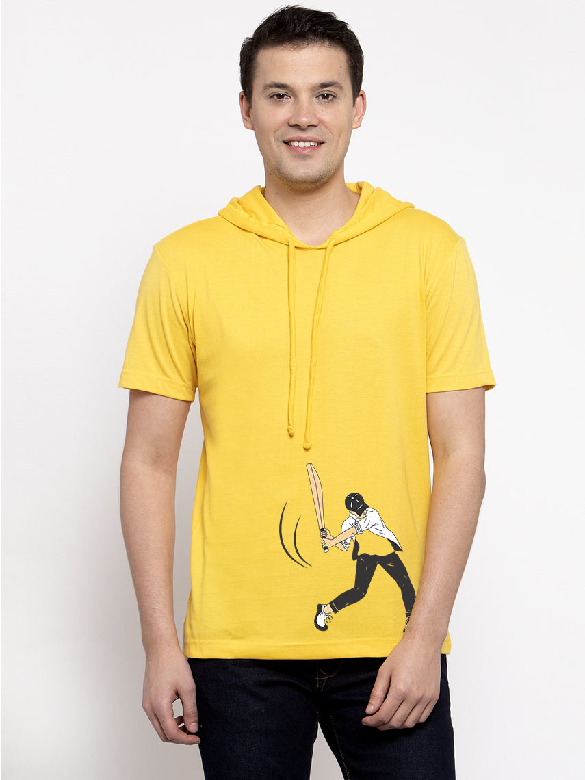 Cricket Half Sleeves Printed Hoody T-shirt - Friskers