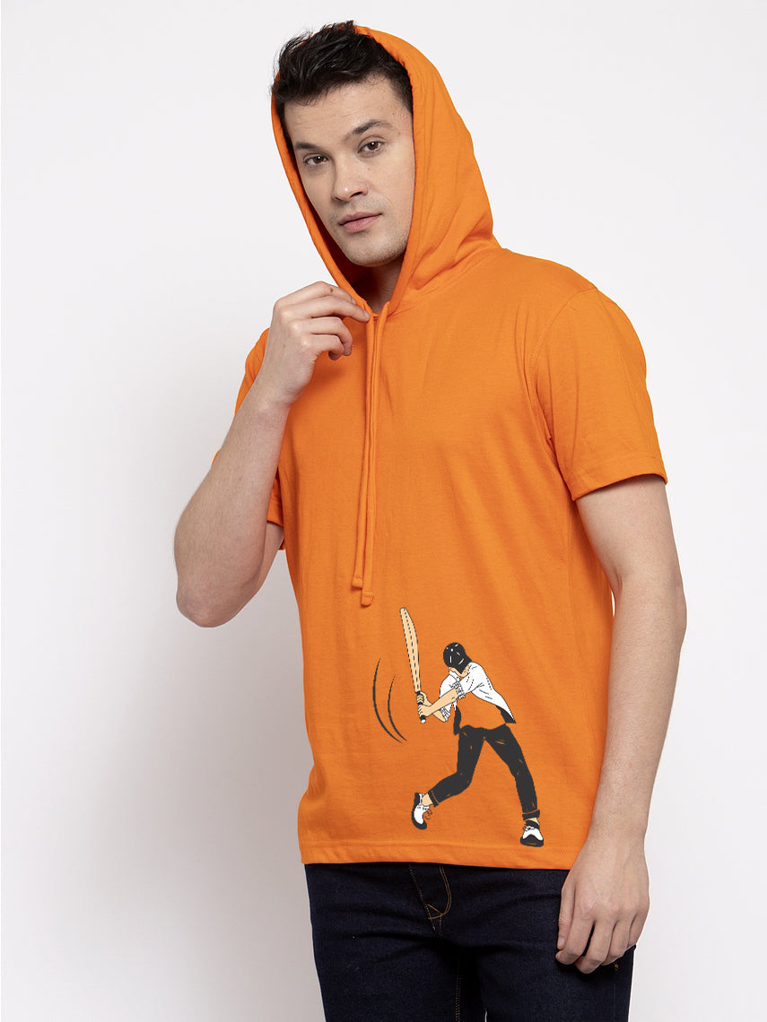 Cricket Half Sleeves Printed Hoody T-shirt - Friskers