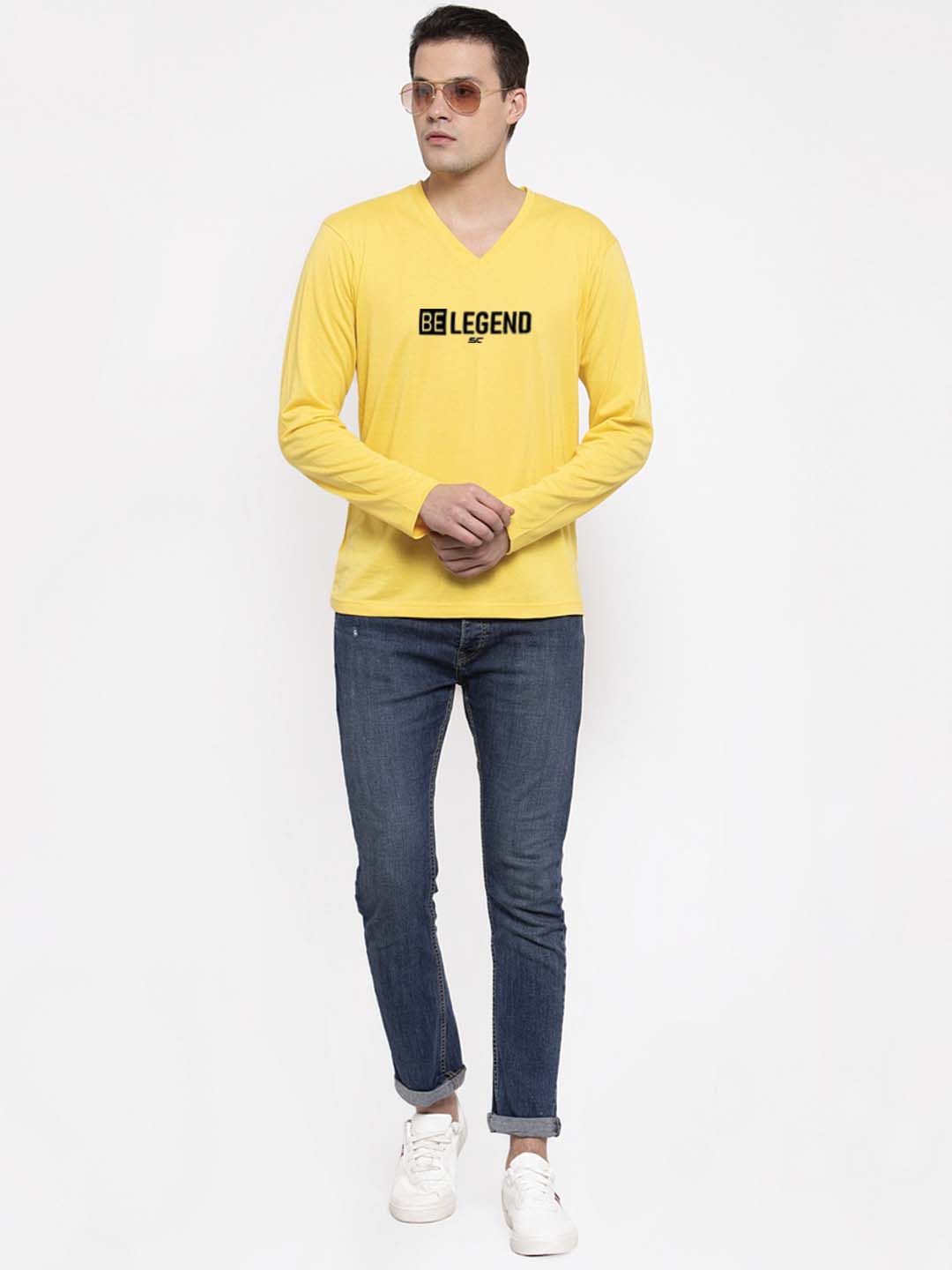 Men's Be Legend Regular Fit V Neck T-Shirt - Friskers