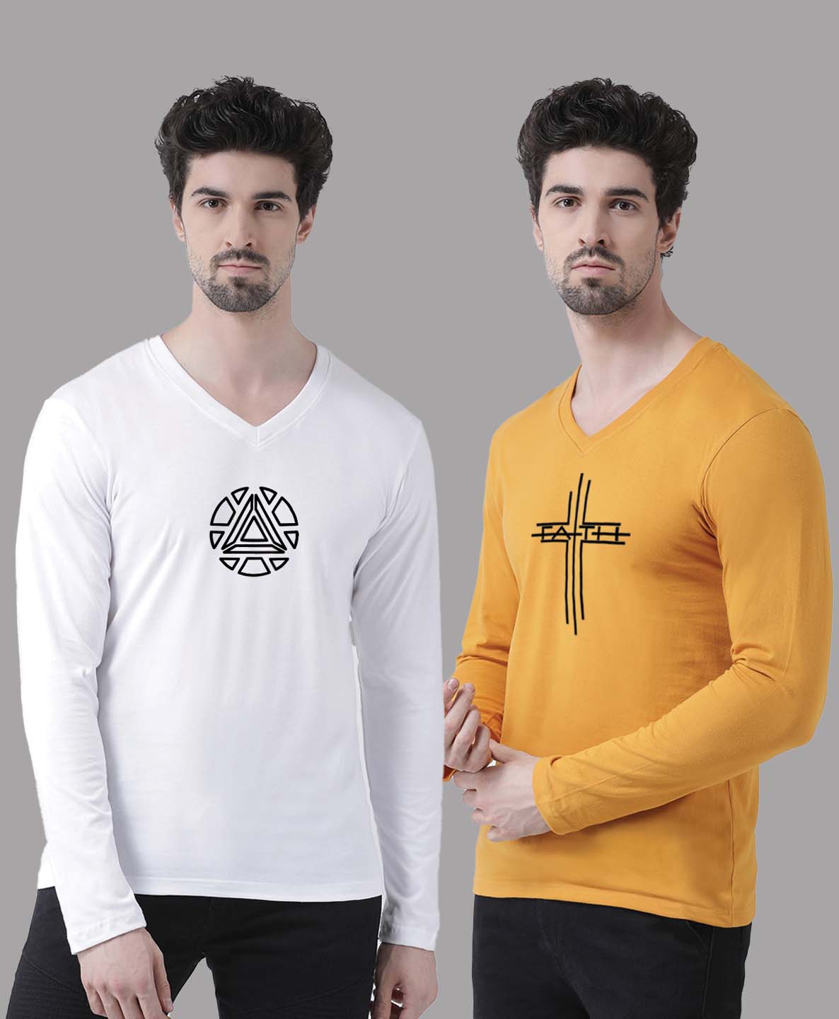 Men's Pack Of 2 Pure Cotton V Neck T-Shirt - Friskers