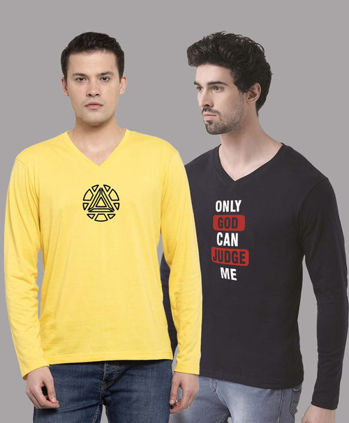 Men's Pack Of 2 Pure Cotton V Neck T-Shirt