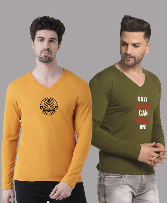 Men's Pack Of 2 Pure Cotton V Neck T-Shirt - Friskers