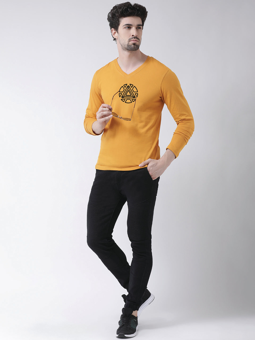 Men's Pure Cotton Regular Fit V Neck T-Shirt - Friskers
