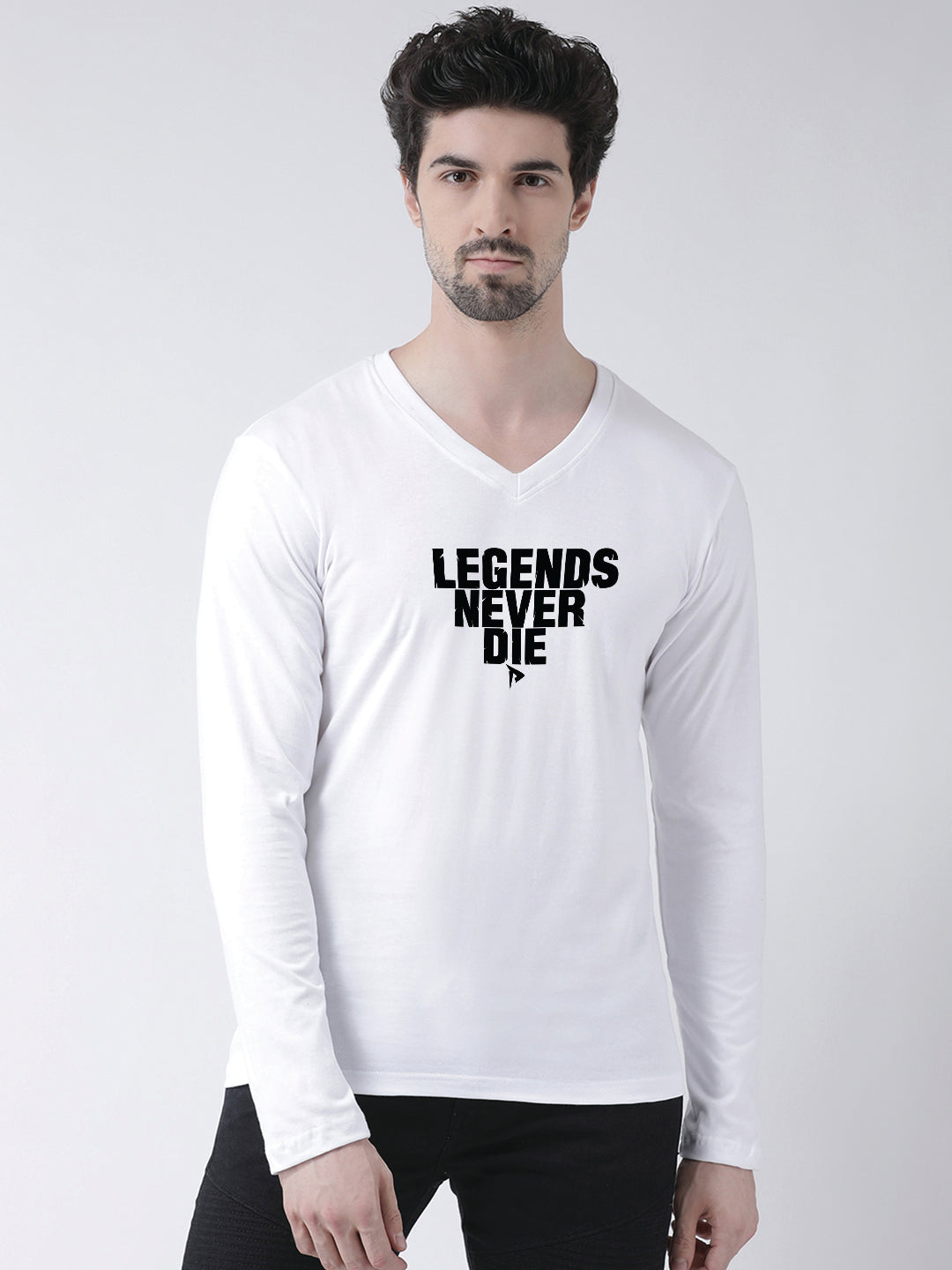 Men's Legends Never Die Regular Fit V Neck T-Shirt - Friskers