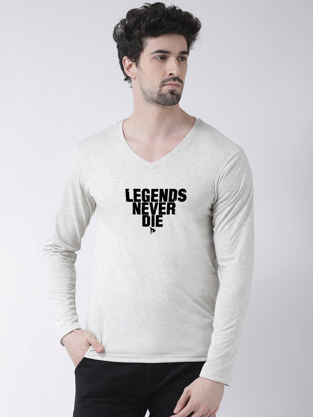 Men's Legends Never Die Regular Fit V Neck T-Shirt - Friskers