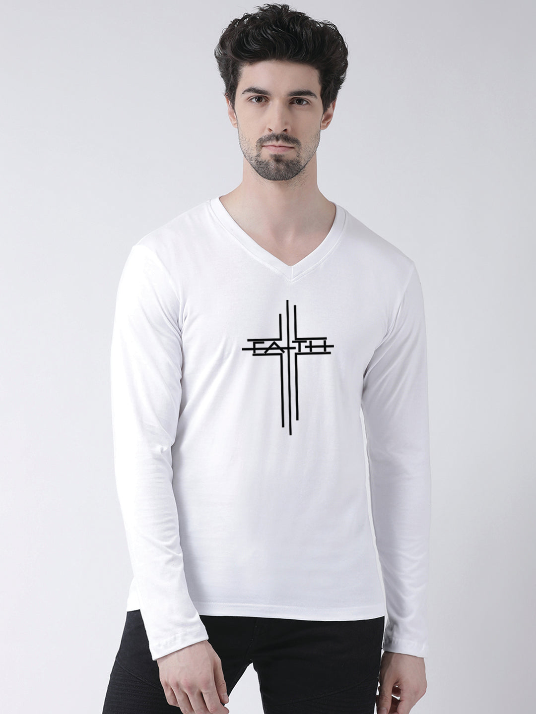 Men's Faith Regular Fit V Neck T-Shirt - Friskers