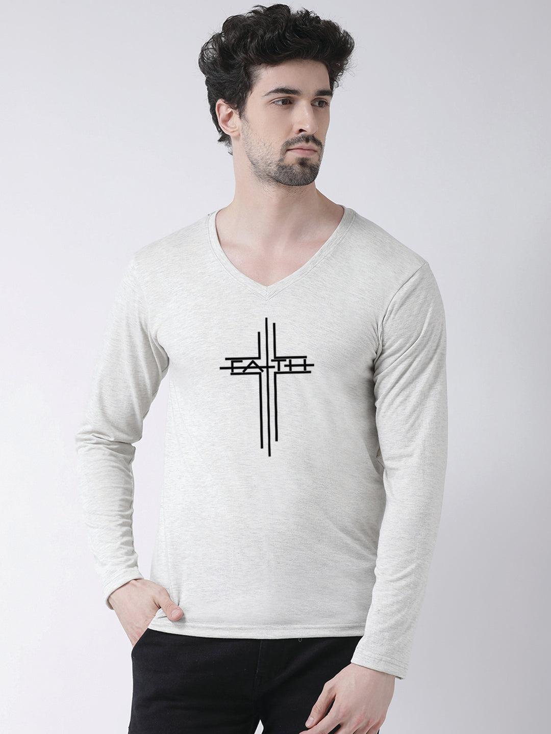 Men's Faith Regular Fit V Neck T-Shirt - Friskers