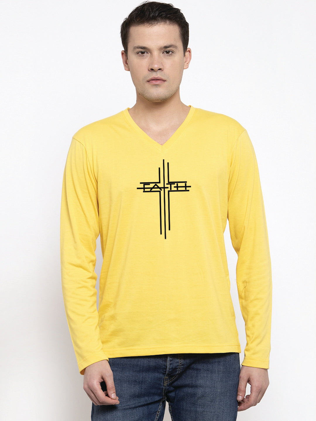 Men's Faith Regular Fit V Neck T-Shirt - Friskers