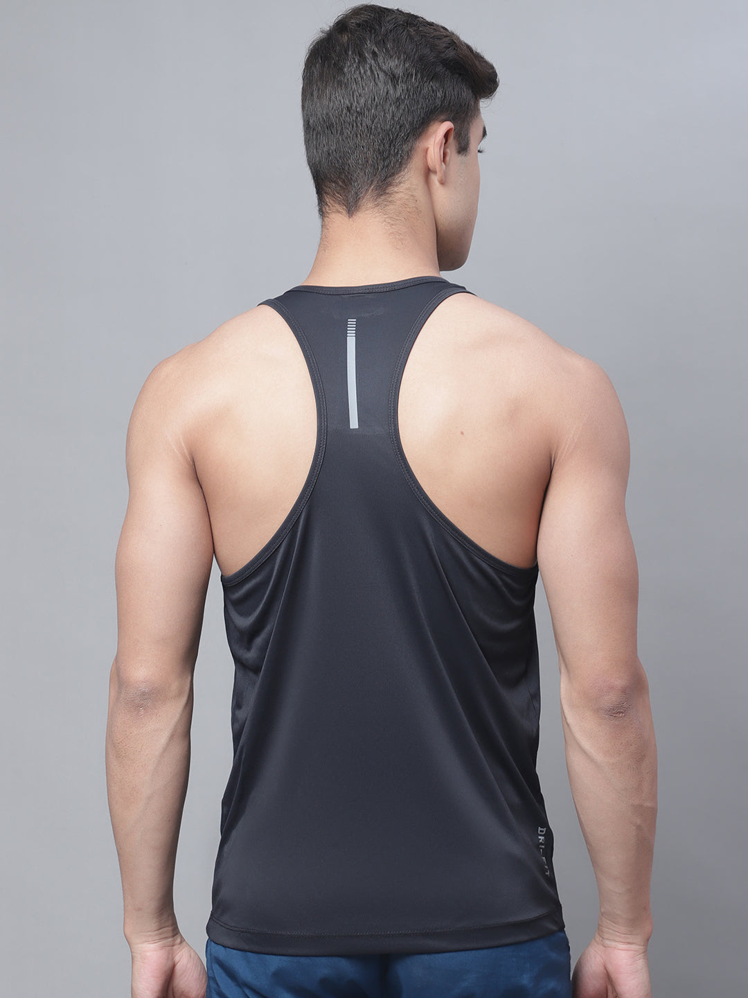 Men Black Sleeveless Dry Fit Sports Gym Vest - Friskers