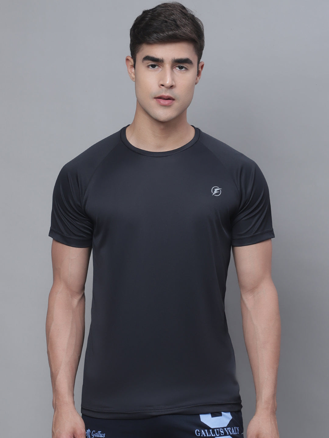 Half Sleeve Black Round Neck Anti Odour Sports T-shirt - Friskers