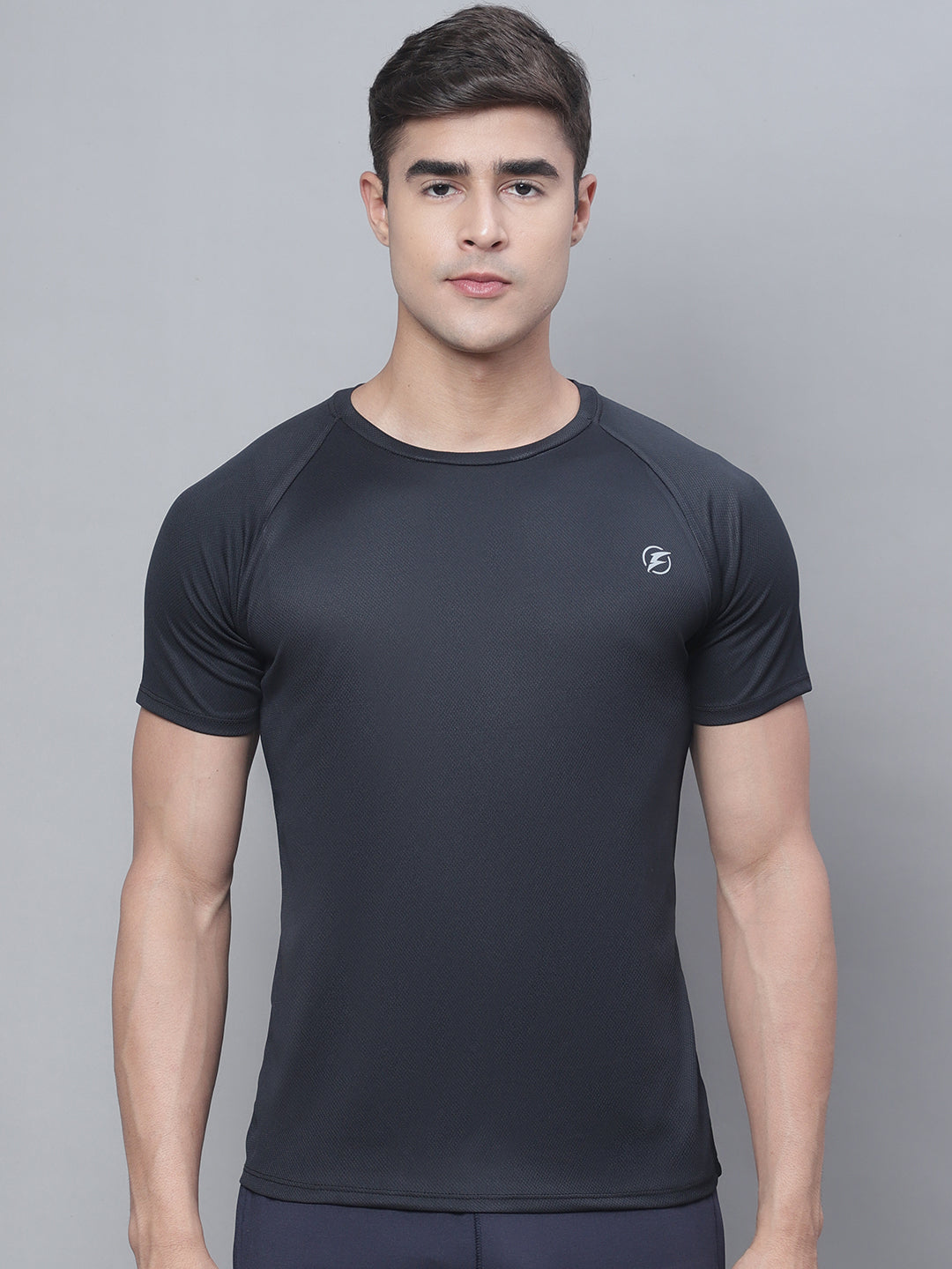 Men Half Sleeve Black Round Neck Sports T Shirt