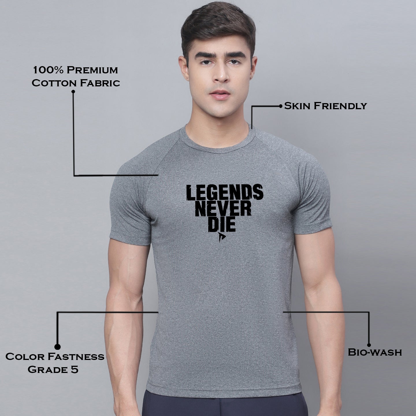 Men Printed Polyster Sports Training T-Shirt - Friskers